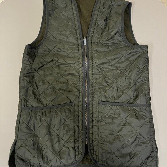 BARBOUR Small Polarquilt Liner Vest Gilet Zip-In FLAWS Ret: $150 Green - Picture 2 of 7